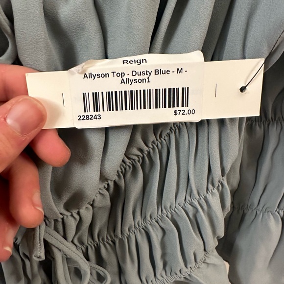 Light Blue Off the Shoulder Blouse - Picture 5 of 9